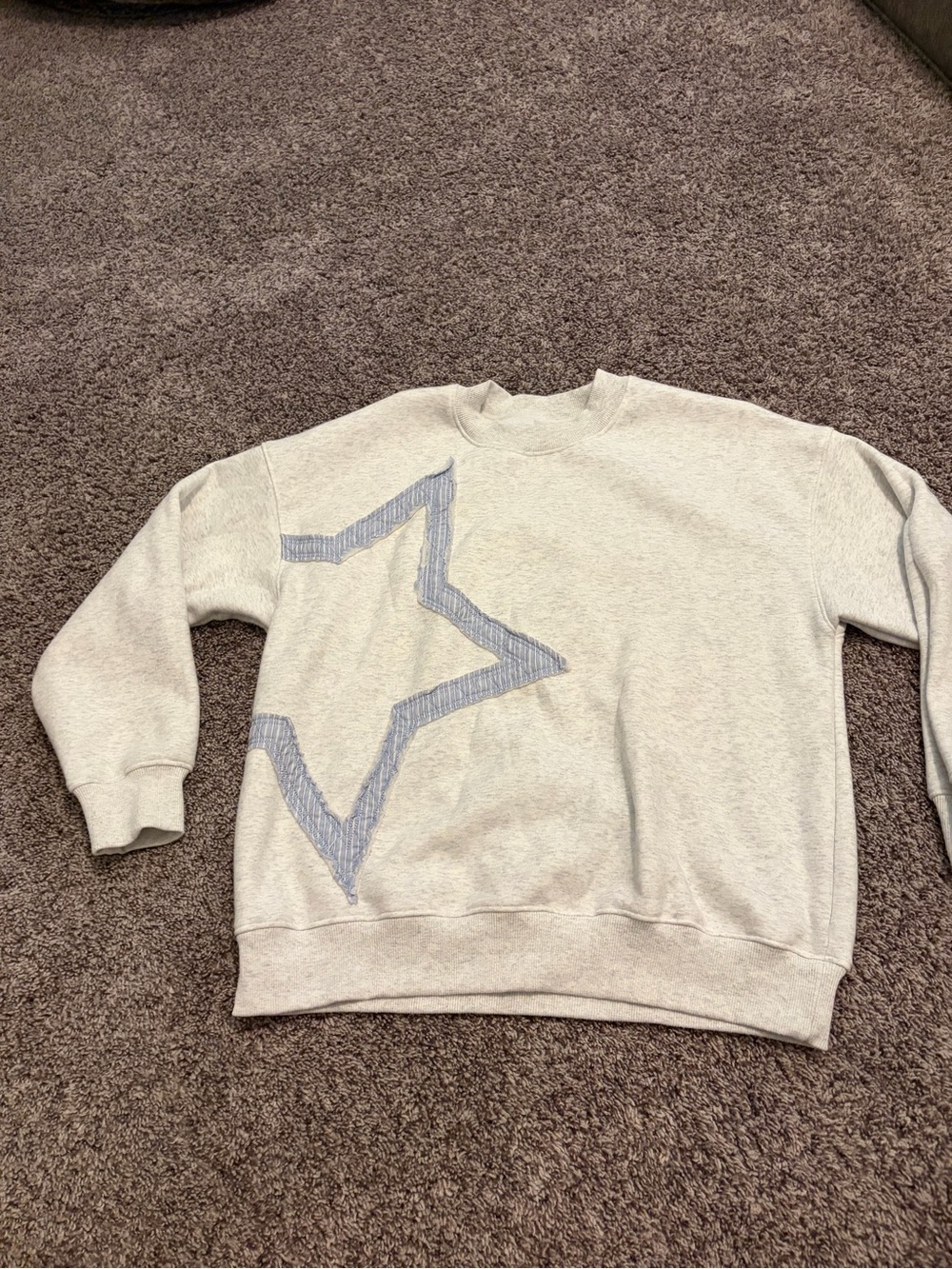 Altar'd State Cream Sweatshirt with Blue Star Outline- oversized - Picture 5 of 5